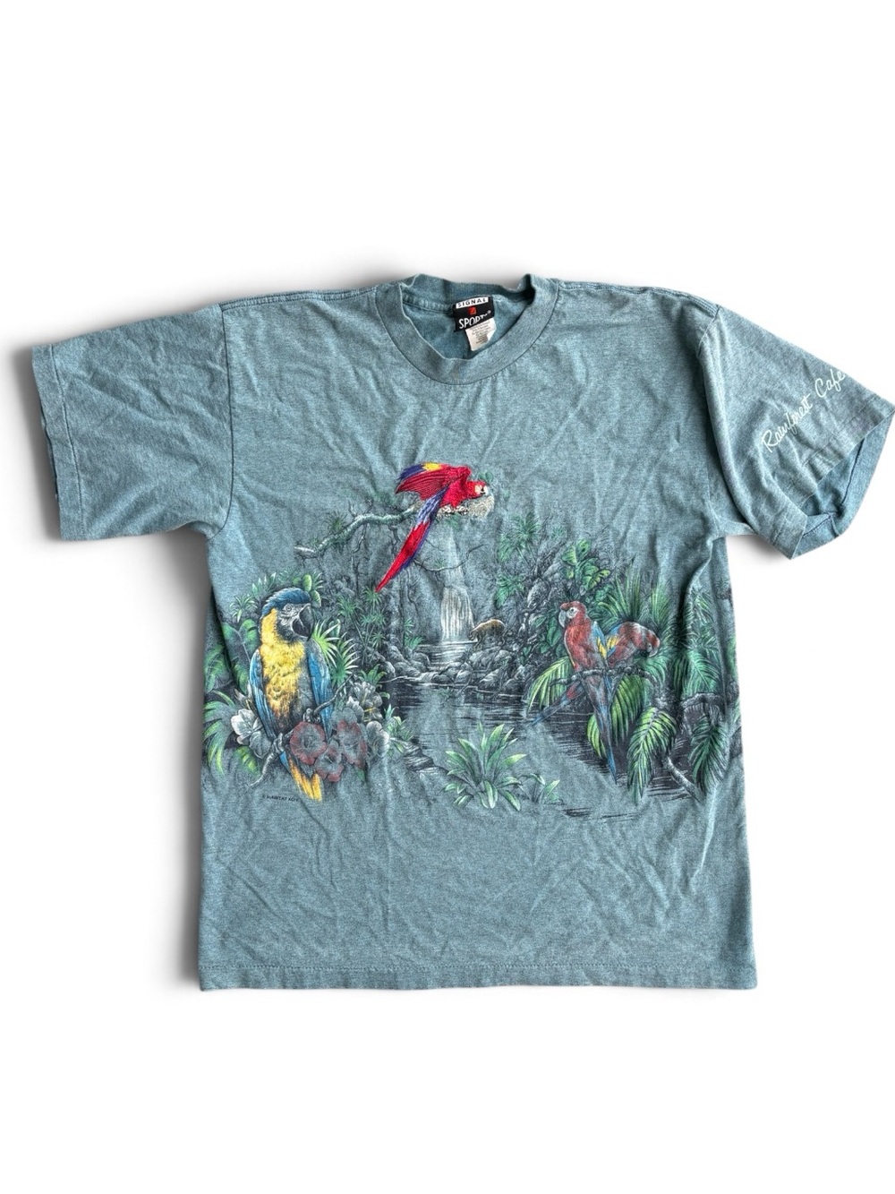 Vintage 90s Rainforest Cafe T Shirt Large Macaw Parrot Made USA